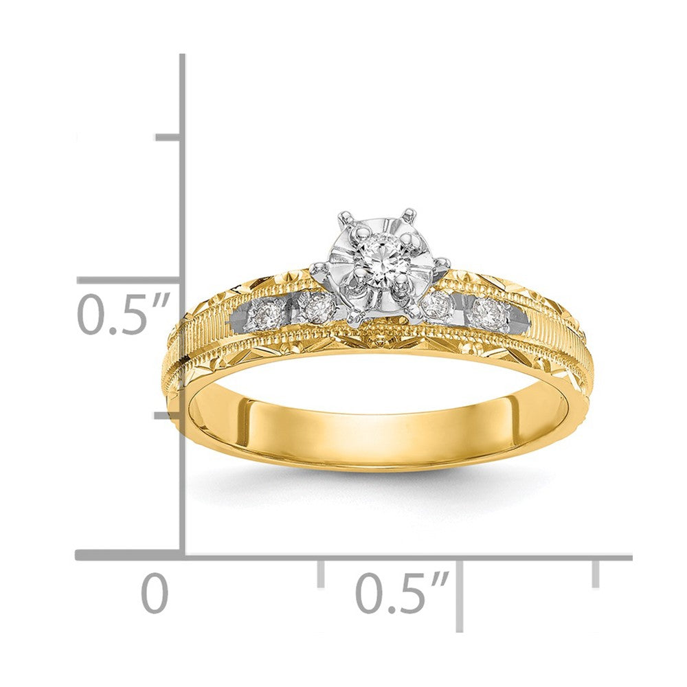 14k AA Quality 1/10 carat Diamond Trio Complete Engagement Ring