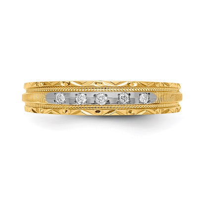 14k AA Quality 1/20 carat Diamond Trio Ladies Complete Wedding Band