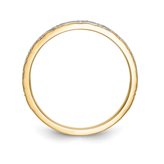 14k and Rhodium AA Quality 1/20 carat Diamond Trio Ladies Complete Wedding Band