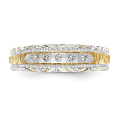 14k and Rhodium AA Quality 1/20 carat Diamond Trio Mens Complete Wedding Band