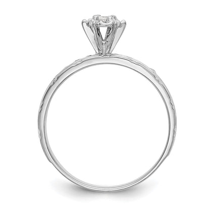 14k White Gold AA Quality 1/8 carat Diamond Trio Complete Engagement Ring