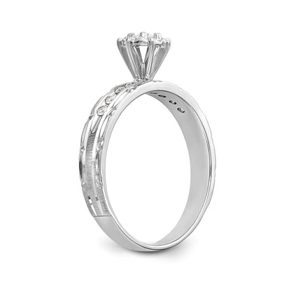 14k White Gold AA Quality 1/8 carat Diamond Trio Complete Engagement Ring