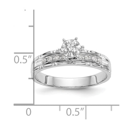 14k White Gold AA Quality 1/8 carat Diamond Trio Complete Engagement Ring