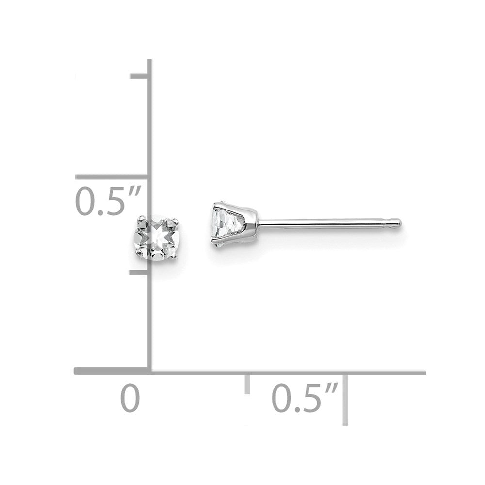 14k White Gold 3mm Round April/White Topaz Stud Earrings