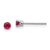 14k White Gold 3mm Round July/Ruby Stud Earrings