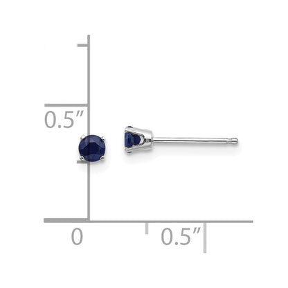 14k White Gold 3mm Round September/Sapphire Stud Earrings