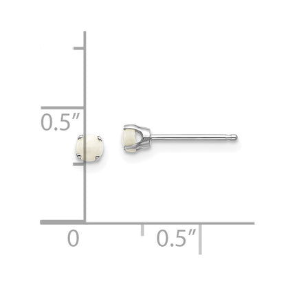 14k White Gold 3mm Round October/Opal Stud Earrings
