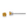 14k White Gold 3mm Round November/Citrine Stud Earrings