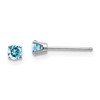 14k White Gold 3mm Round December/Blue Topaz Stud Earrings
