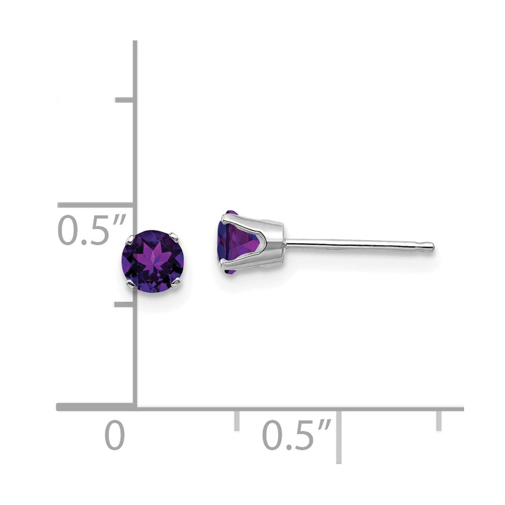 14k White Gold 4mm Round February/Amethyst Stud Earrings