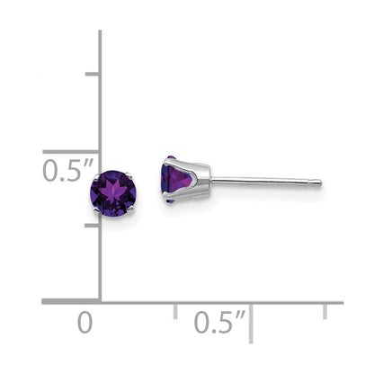 14k White Gold 4mm Round February/Amethyst Stud Earrings