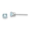 14k White Gold 4mm Round March/Aquamarine Stud Earrings