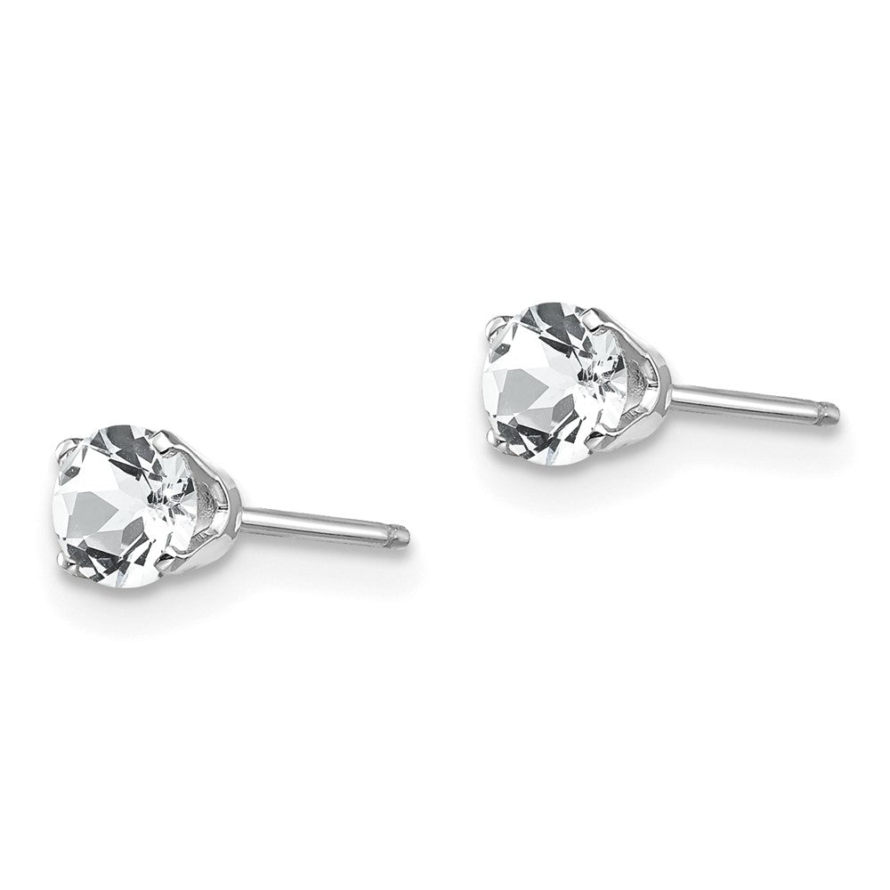 14k White Gold 4mm Round April/White Topaz Stud Earrings