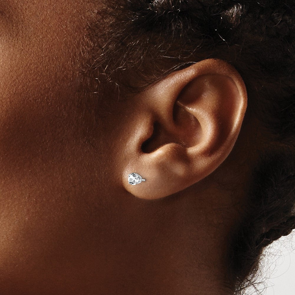 14k White Gold 4mm Round April/White Topaz Stud Earrings