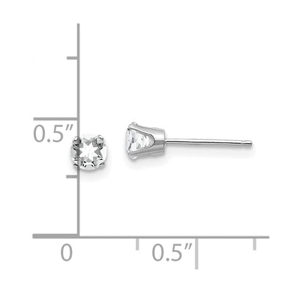 14k White Gold 4mm Round April/White Topaz Stud Earrings