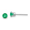 14k White Gold 4mm Round May/Emerald Stud Earrings