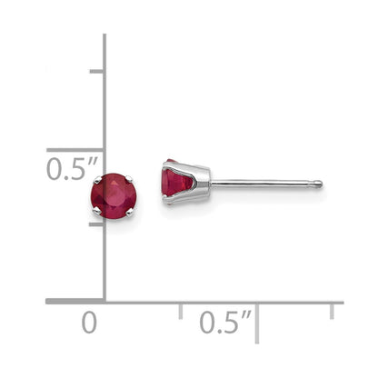 14k White Gold 4mm Round July/Ruby Stud Earrings