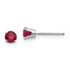 14k White Gold 4mm Round July/Ruby Stud Earrings