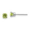 14k White Gold 4mm Round August/Peridot Stud Earrings
