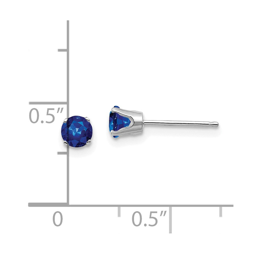 14k White Gold 4mm Round September/Sapphire Stud Earrings