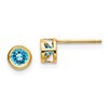 14k 4mm Round Bezel December/Blue Topaz Post Earrings