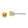 14k White Gold 4mm Round November/Citrine Stud Earrings