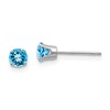 14k White Gold 4mm Round December/Blue Topaz Stud Earrings