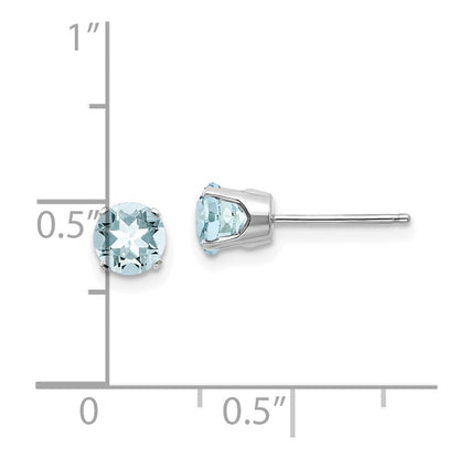 14k White Gold 5mm Round March/Aquamarine Stud Earrings