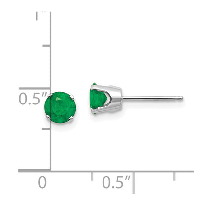 14k White Gold 5mm Round May/Emerald Stud Earrings