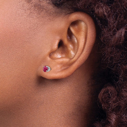 14k White Gold 5mm Round July/Ruby Stud Earrings