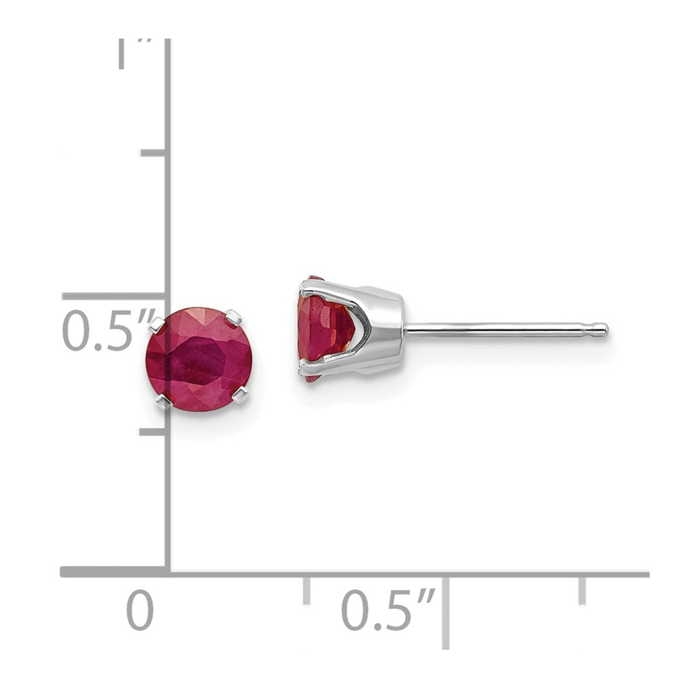 14k White Gold 5mm Round July/Ruby Stud Earrings