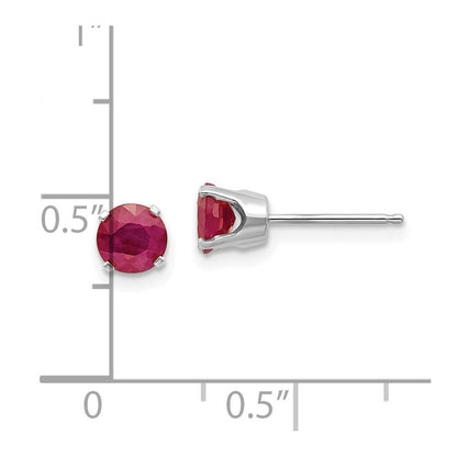 14k White Gold 5mm Round July/Ruby Stud Earrings