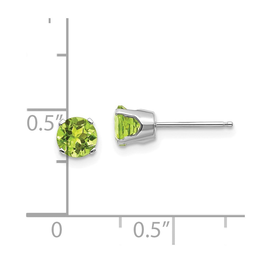 14k White Gold 5mm Round August/Peridot Stud Earrings