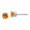 14k White Gold 5mm Round November/Citrine Stud Earrings