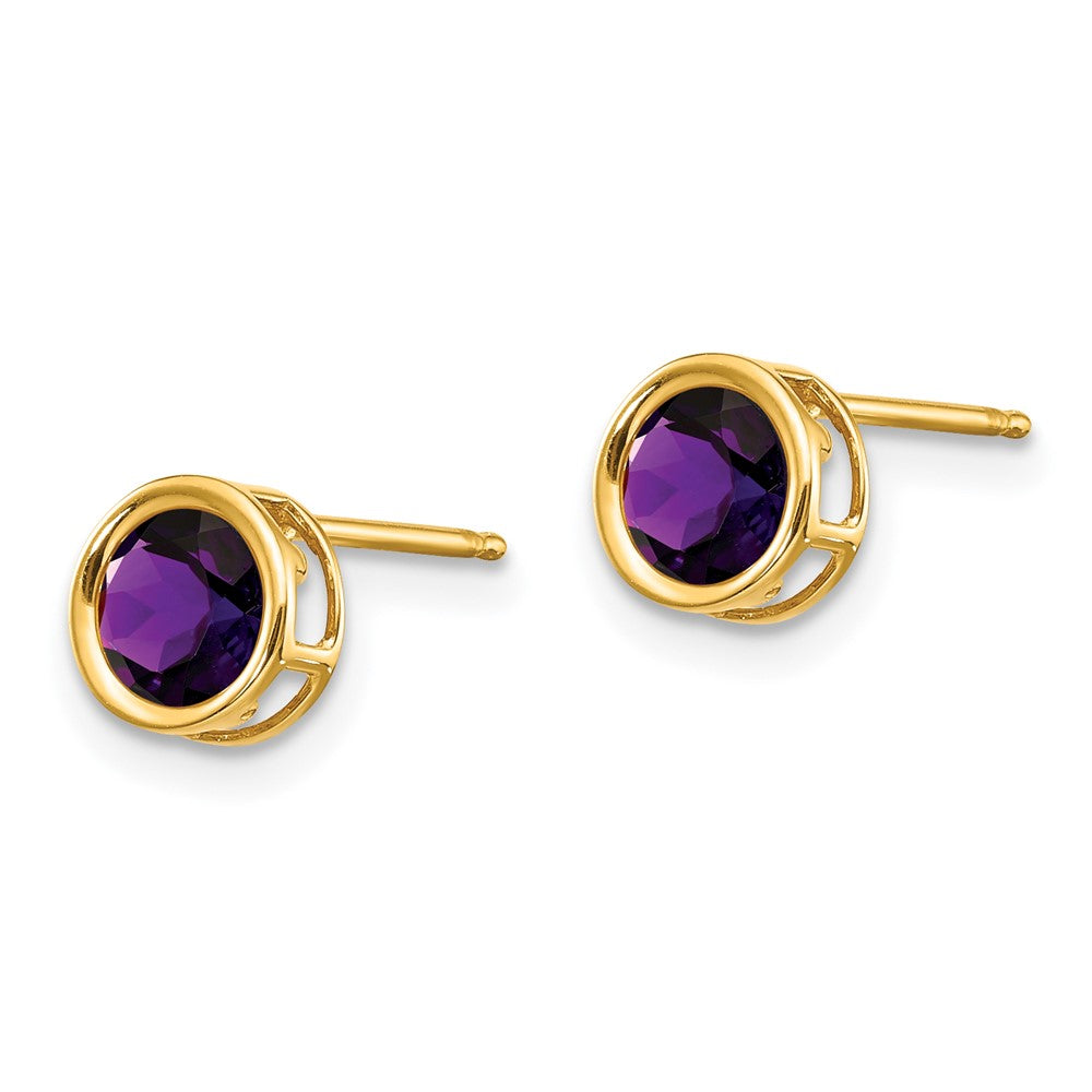 14k 5mm Round Bezel February/Amethyst Post Earrings