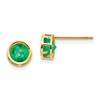 14k 5mm Round Bezel May/Emerald Post Earrings