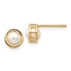 14k 4.5mm Round Bezel June/Freshwater Cultured Pearl Post Earrings