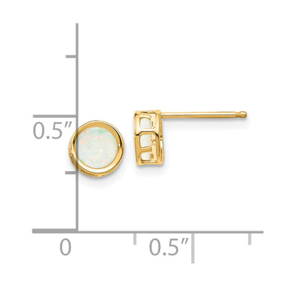 14k 5mm Round Bezel October/Opal Post Earrings