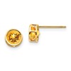 14k 5mm Round Bezel November/Citrine Post Earrings