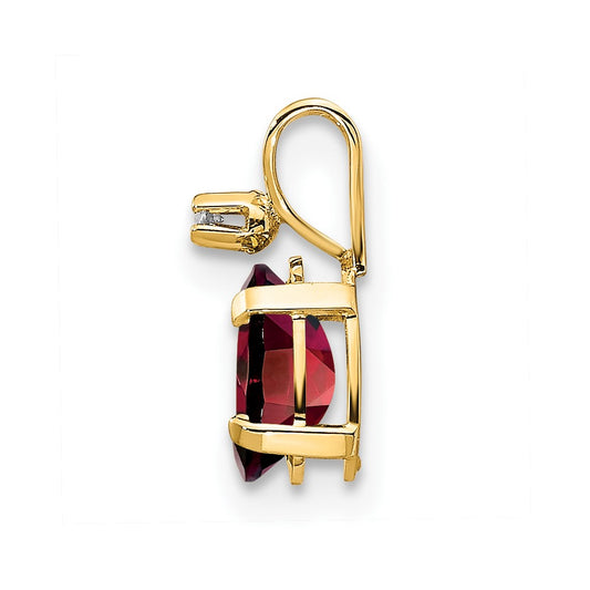 14k Diamond and 6x4 Oval January/Garnet Birthstone Pendant