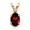 14k Diamond and 6x4 Oval January/Garnet Birthstone Pendant