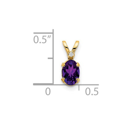 14k Diamond and 6x4 Oval February/Amethyst Birthstone Pendant