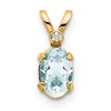 14k Diamond and 6x4 Oval March/Aquamarine Birthstone Pendant