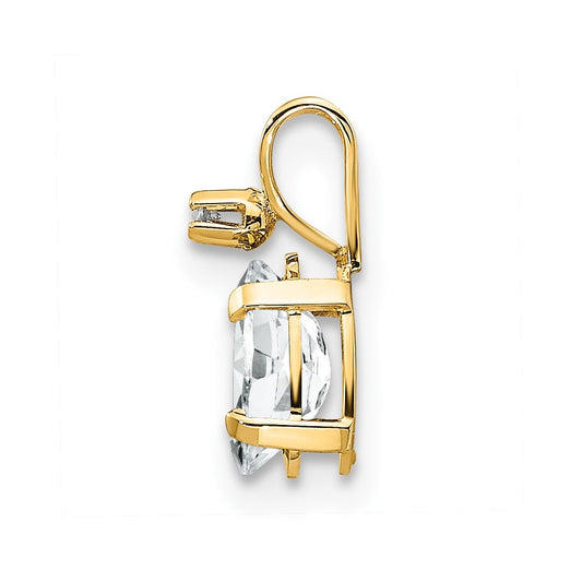 14k Diamond and 6x4 Oval April/White Topaz Birthstone Pendant