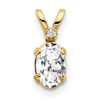 14k Diamond and 6x4 Oval April/White Topaz Birthstone Pendant