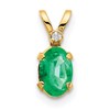 14k Diamond and 6x4 Oval May/Emerald Birthstone Pendant
