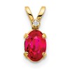 14k Diamond and 6x4 Oval July/Ruby Birthstone Pendant