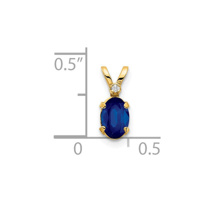 14k Diamond and 6x4 Oval September/Sapphire Birthstone Pendant