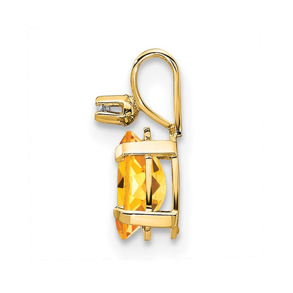 14k Diamond and 6x4 Oval November/Citrine Birthstone Pendant