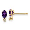 14k Diamond and 5x3 Oval February/Amethyst Birthstone Earrings